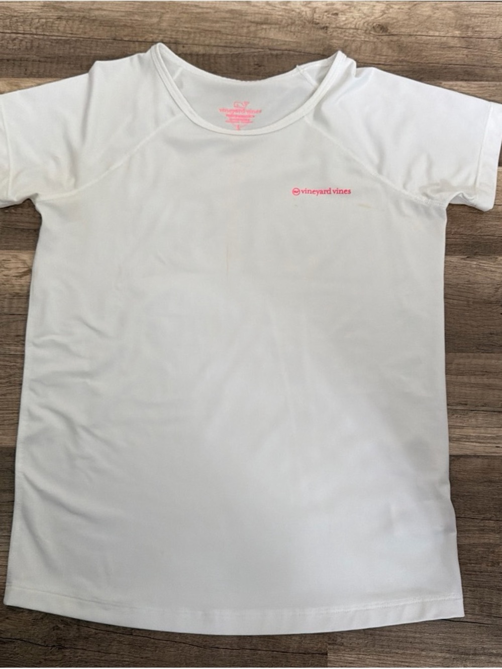 Vineyard Vines White Kids Tee with Pink Logo